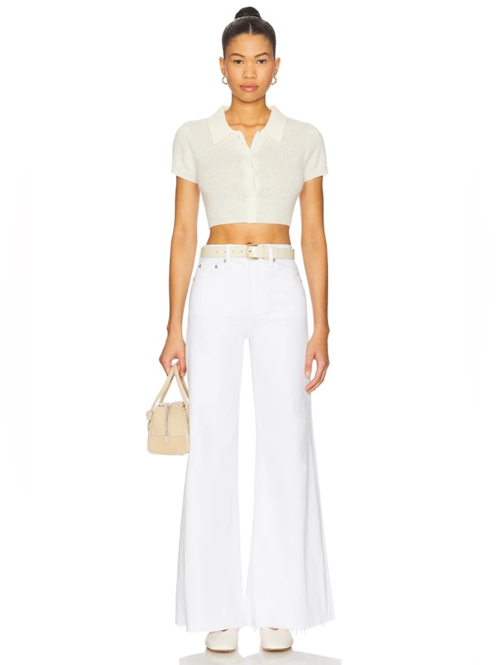 [NWT] $168 PISTOLA Izzy Mid Rise Wide Leg jeans in Vivid White. Size 25